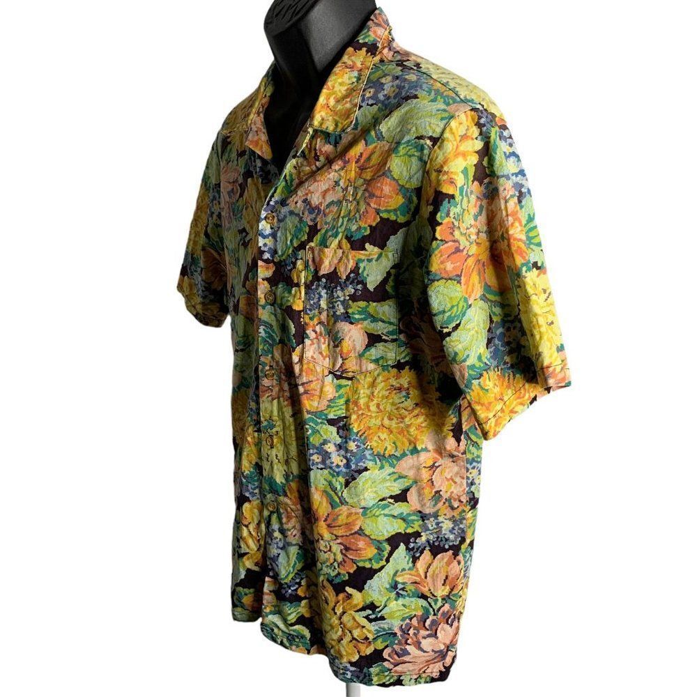 Vintage 70s Paul Howard Button Up Shirt L Purple Floral Short Sleeves Pocket - Picture 3 of 6
